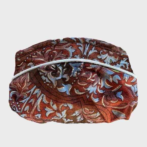 Vintage Tapestry Crushed Velvet Cosmetic Pouch Case Paisley - Picture 1 of 6